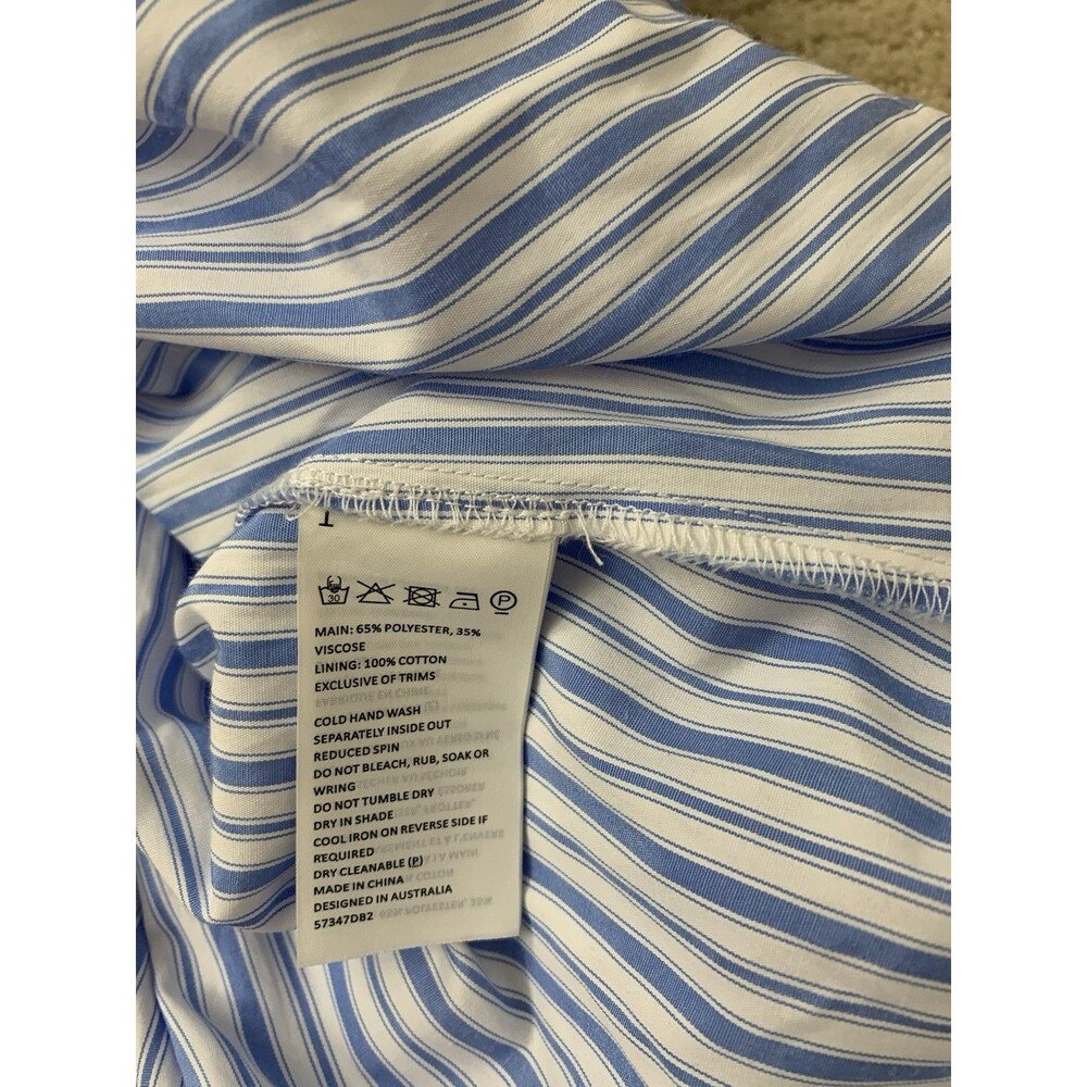 Bardot Blue White Striped Nautical Button Up Cut Out Side Midi Shirt Dress 4 - Picture 9 of 13